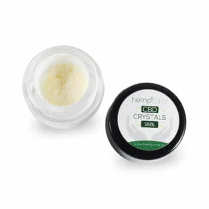 CBD Crystals 99% hempcare open potje widok z góry