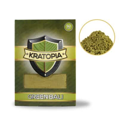 Green Bali Kratom Vorderansicht + Inhalt Kratopia